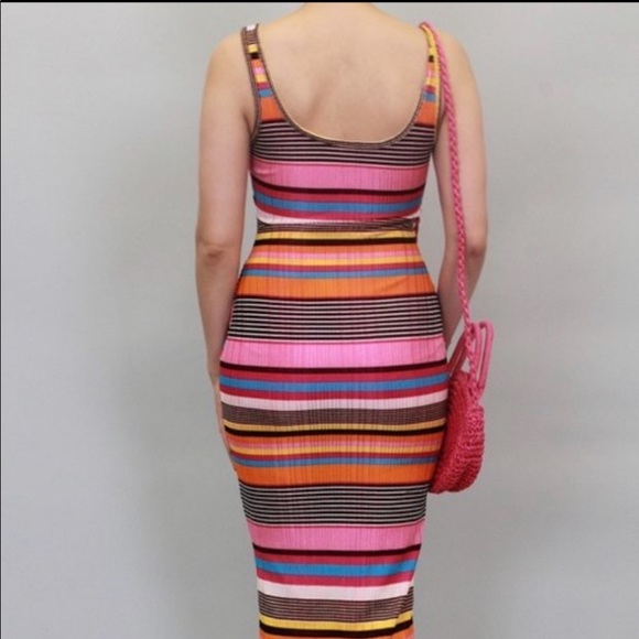 Rainbow Striped Midi Dress - Picture 3 of 4